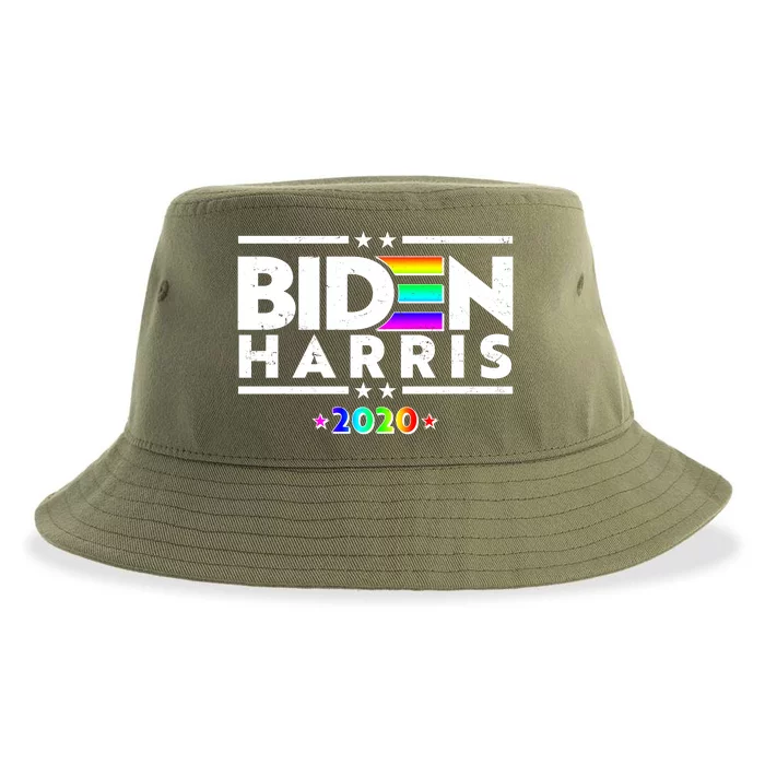 Joe Biden Kamala Harris LGBT Rainbow Stars logo Sustainable Bucket Hat