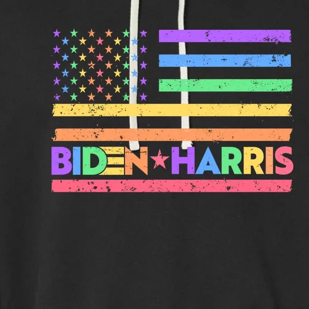 Joe Biden Kamala Harris LGBT USA Flag Garment-Dyed Fleece Hoodie