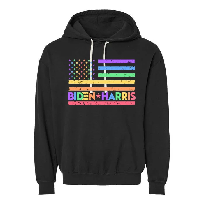 Joe Biden Kamala Harris LGBT USA Flag Garment-Dyed Fleece Hoodie