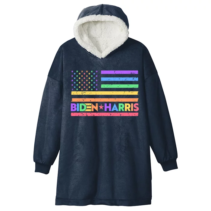 Joe Biden Kamala Harris LGBT USA Flag Hooded Wearable Blanket