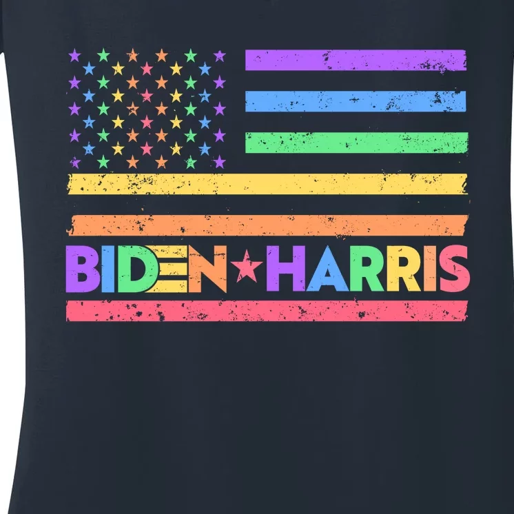 Joe Biden Kamala Harris LGBT USA Flag Women's V-Neck T-Shirt