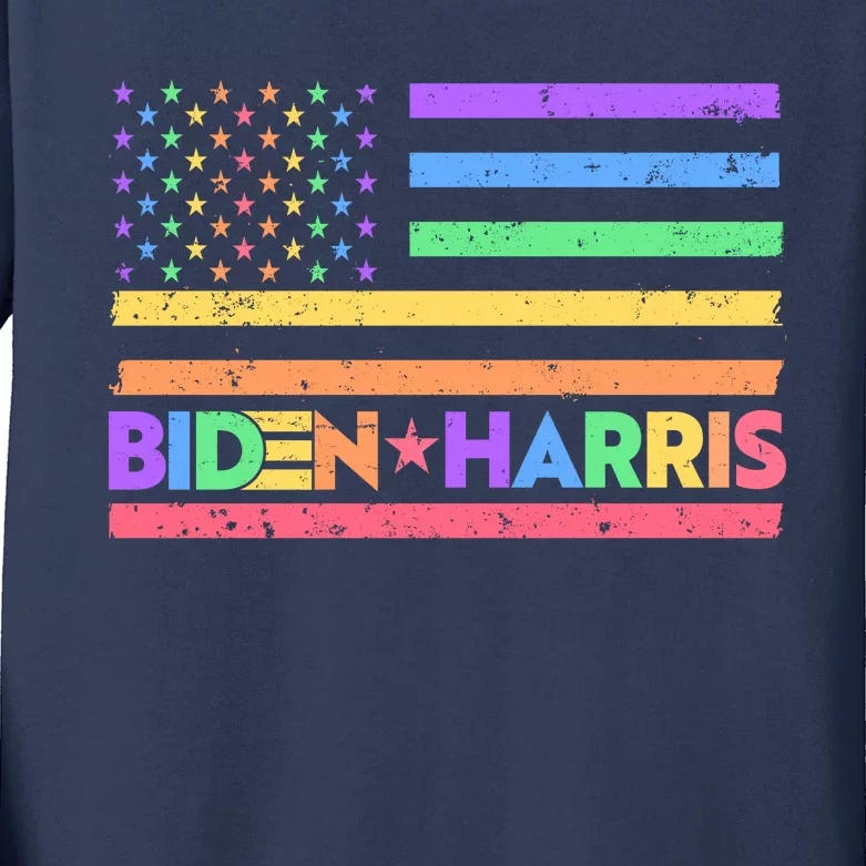 Joe Biden Kamala Harris LGBT USA Flag Kids Long Sleeve Shirt