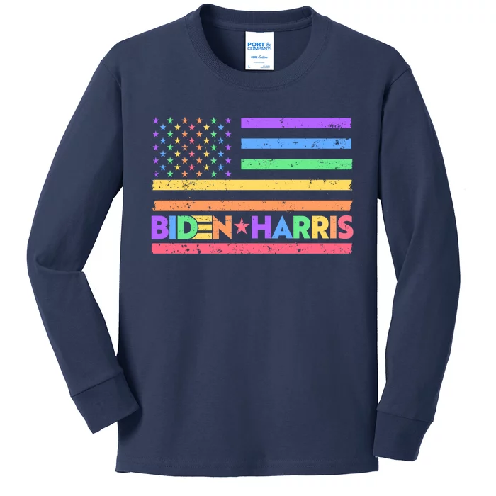 Joe Biden Kamala Harris LGBT USA Flag Kids Long Sleeve Shirt