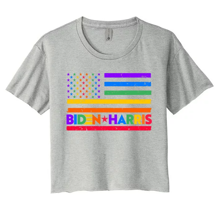 Joe Biden Kamala Harris LGBT USA Flag Women's Crop Top Tee