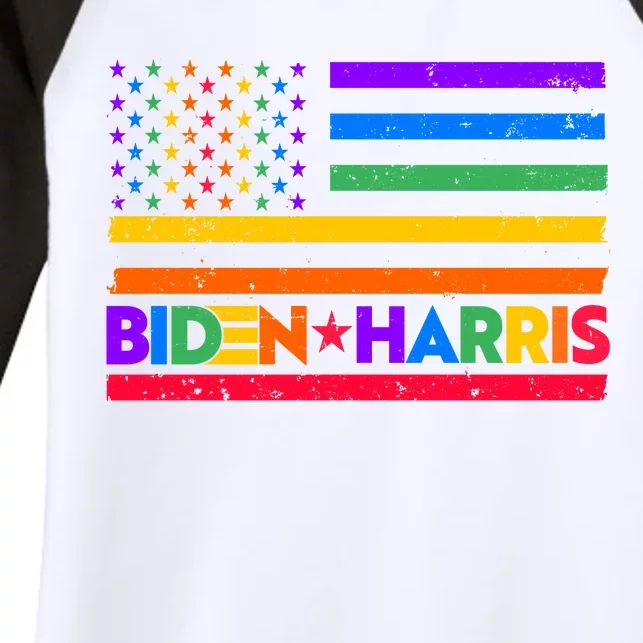 Joe Biden Kamala Harris LGBT USA Flag Women's Tri-Blend 3/4-Sleeve Raglan Shirt