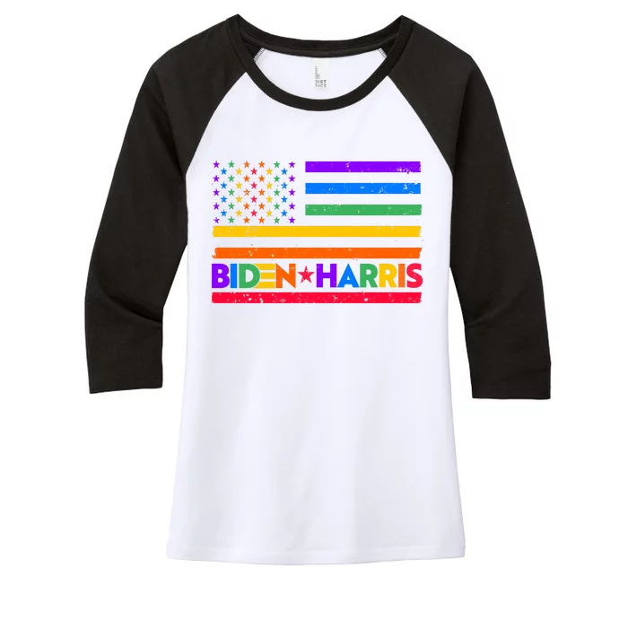 Joe Biden Kamala Harris LGBT USA Flag Women's Tri-Blend 3/4-Sleeve Raglan Shirt