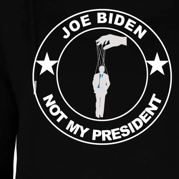 Joe Biden Not My President Hanging Puppet Womens Funnel Neck Pullover Hood