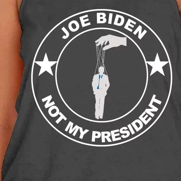 Joe Biden Not My President Hanging Puppet Women's Knotted Racerback Tank