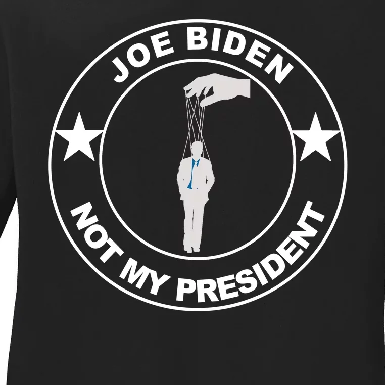 Joe Biden Not My President Hanging Puppet Ladies Long Sleeve Shirt