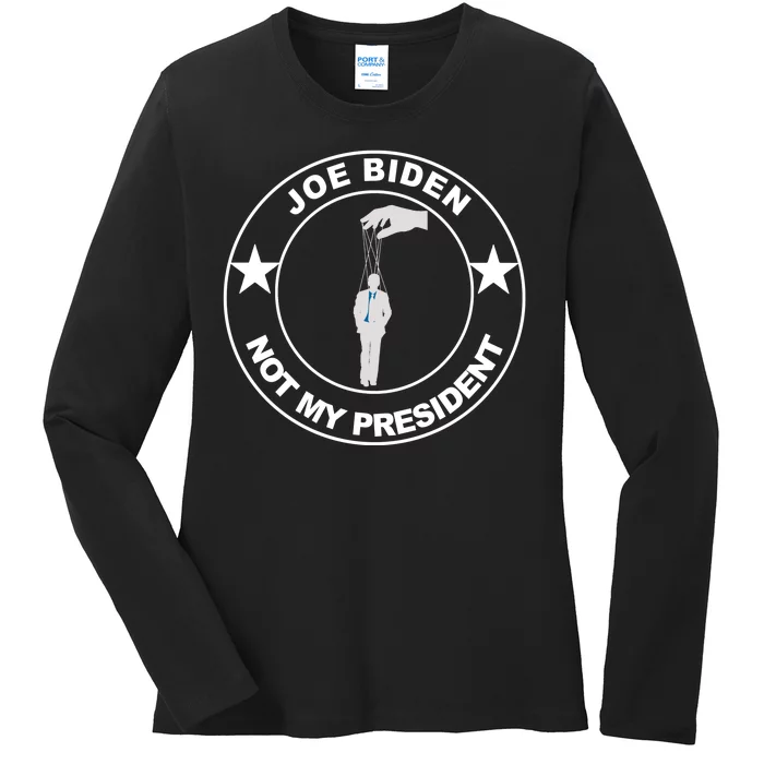 Joe Biden Not My President Hanging Puppet Ladies Long Sleeve Shirt