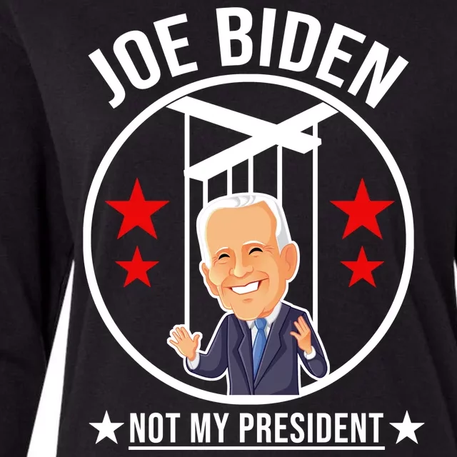 Joe Biden Not My President Puppet Funny Womens Cotton Relaxed Long Sleeve T-Shirt