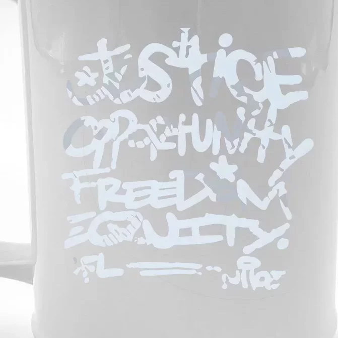 Justice Opportunity Equity Freedom Front & Back Beer Stein