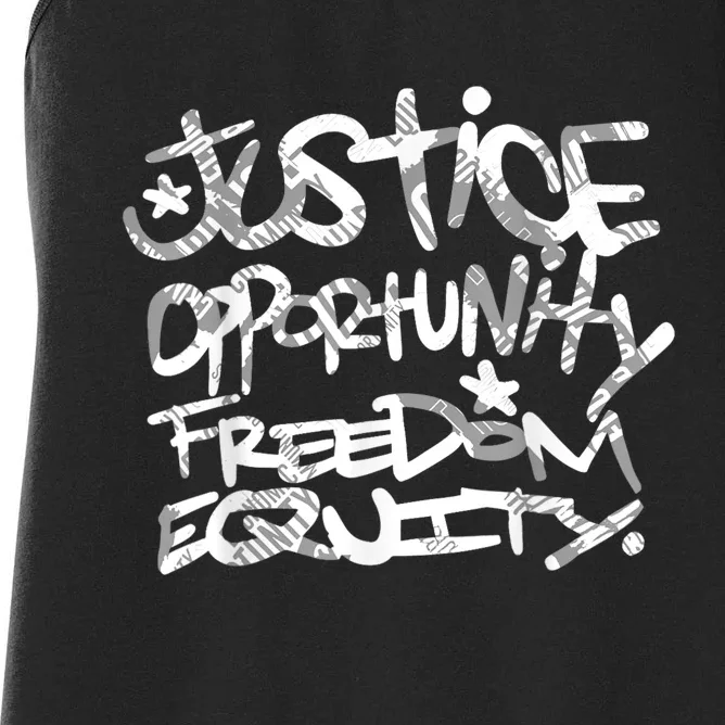 Justice Opportunity Equity Freedom Women's Racerback Tank