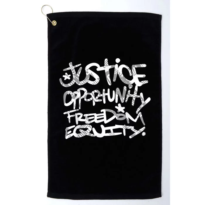 Justice Opportunity Equity Freedom Platinum Collection Golf Towel