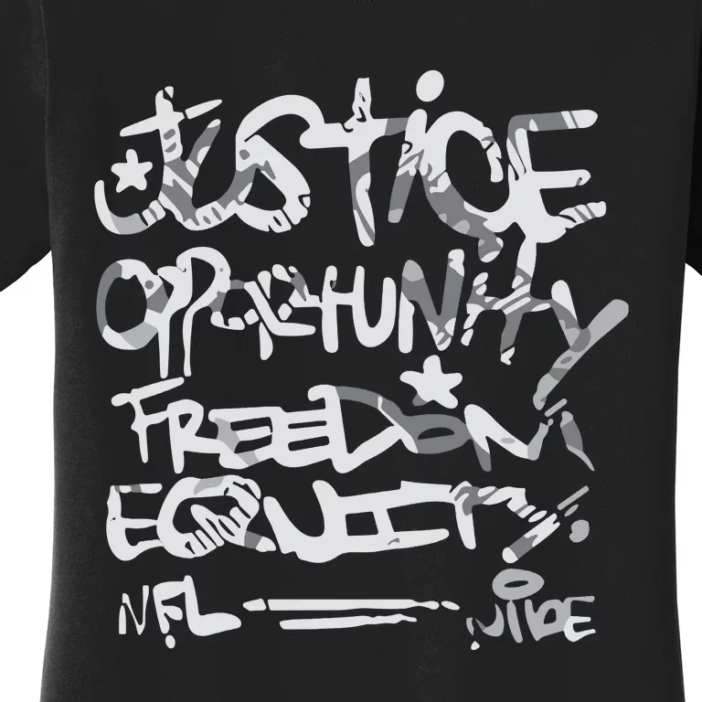 Justice Opportunity Equity Freedom Women's T-Shirt