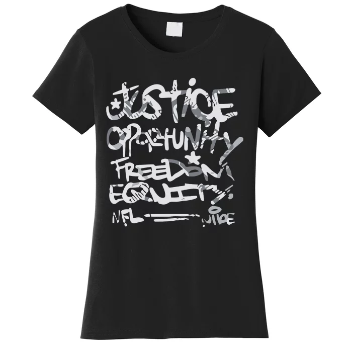 Justice Opportunity Equity Freedom Women's T-Shirt