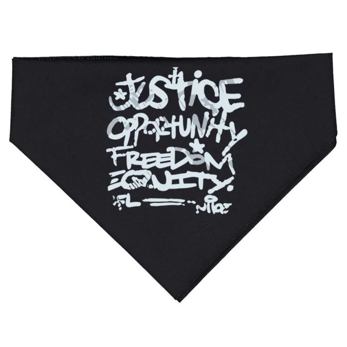 Justice Opportunity Equity Freedom L USA-Made Doggie Bandana