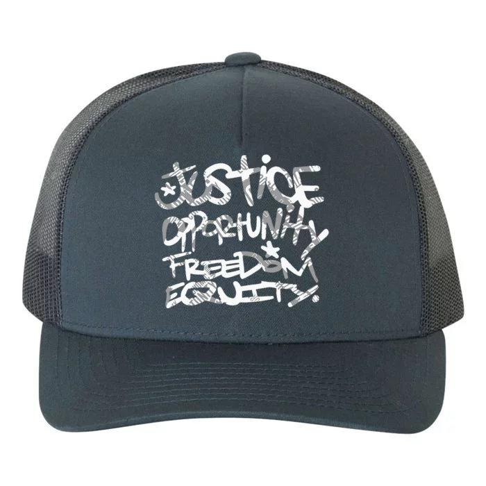 justice opportunity equity freedom Yupoong Adult 5-Panel Trucker Hat