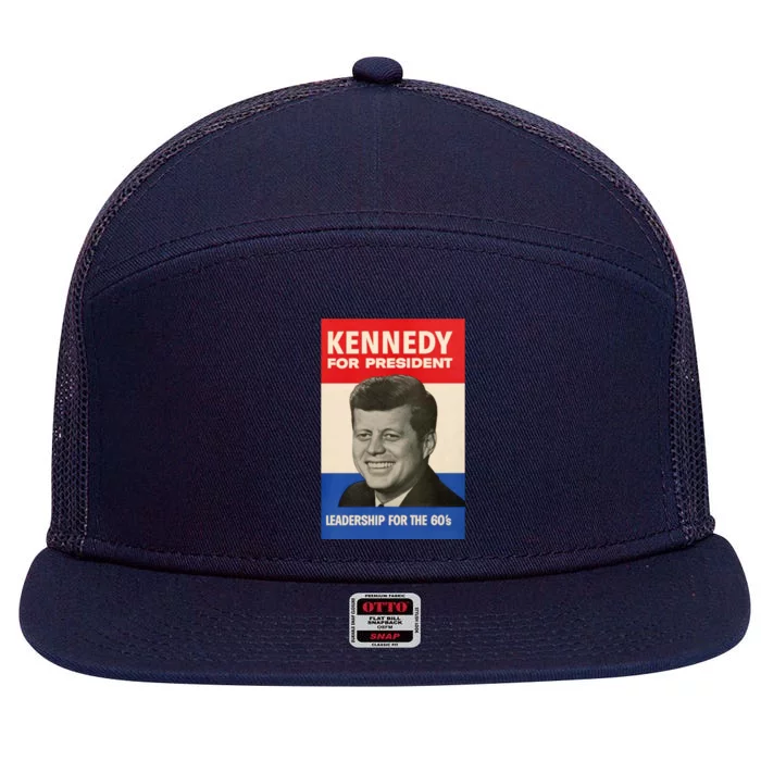 John F. Kennedy 1960 Campaign Poster 7 Panel Mesh Trucker Snapback Hat