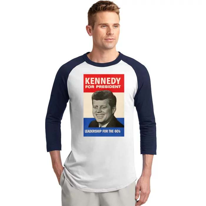 John F. Kennedy 1960 Campaign Poster Baseball Sleeve Shirt