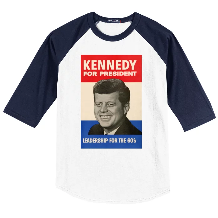 John F. Kennedy 1960 Campaign Poster Baseball Sleeve Shirt