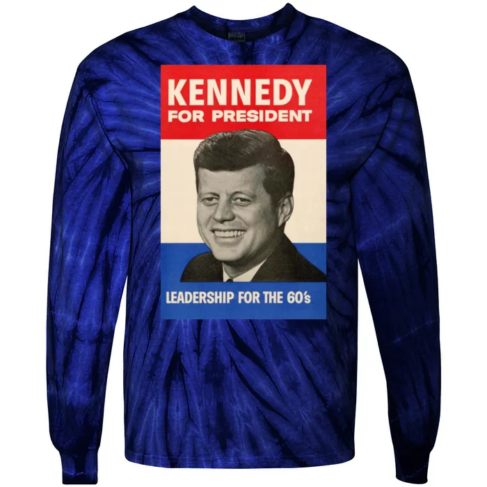 John F. Kennedy 1960 Campaign Poster Tie-Dye Long Sleeve Shirt