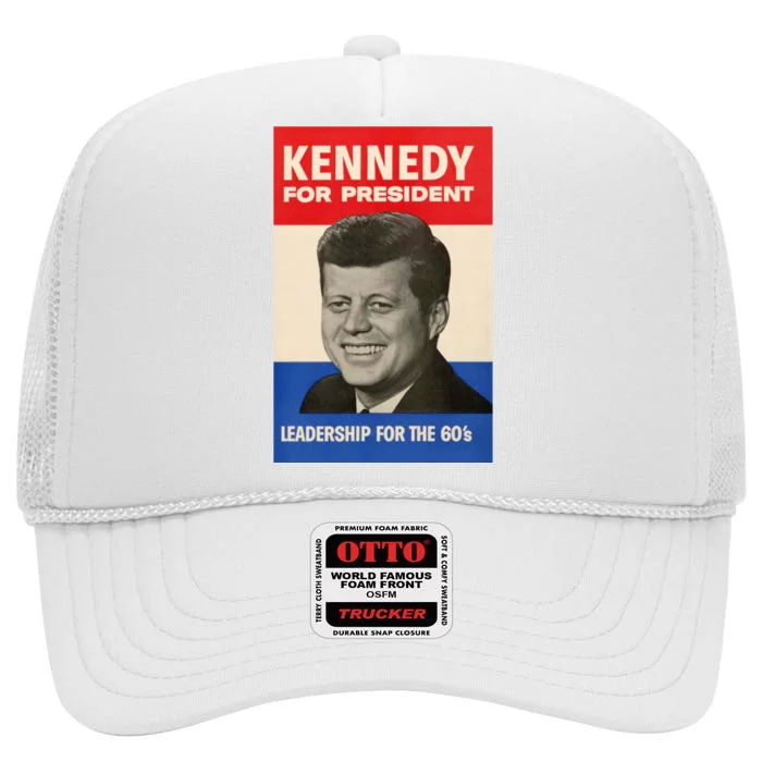 John F. Kennedy 1960 Campaign Poster High Crown Mesh Trucker Hat