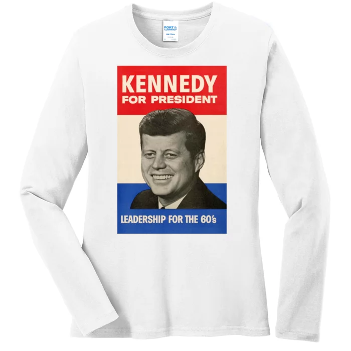 John F. Kennedy 1960 Campaign Poster Ladies Long Sleeve Shirt