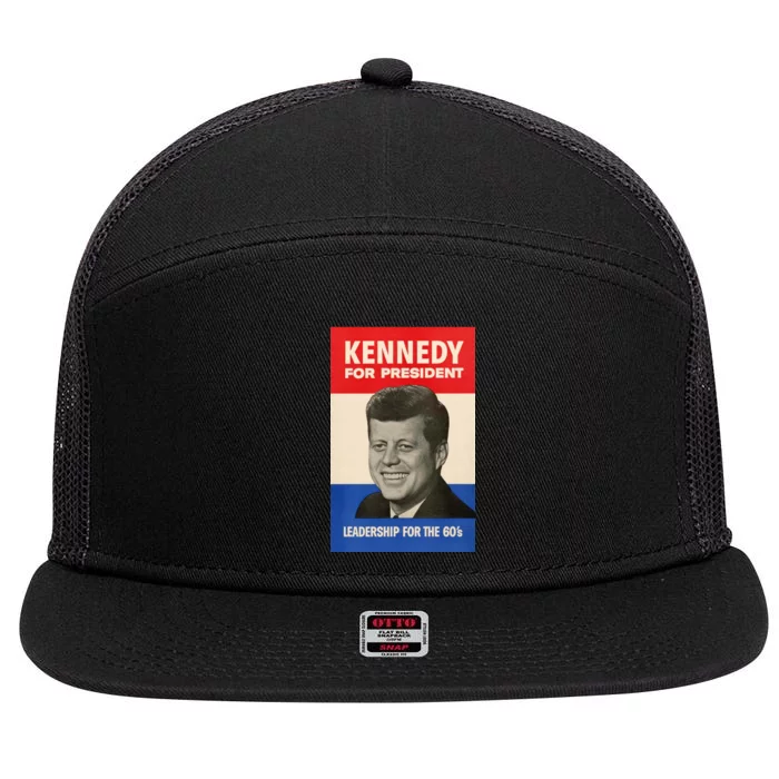 John F. Kennedy 1960 Campaign Vintage Poster 7 Panel Mesh Trucker Snapback Hat