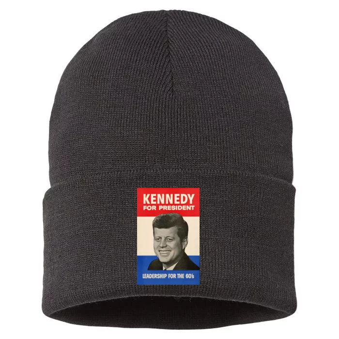 John F. Kennedy 1960 Campaign Vintage Poster Sustainable Knit Beanie