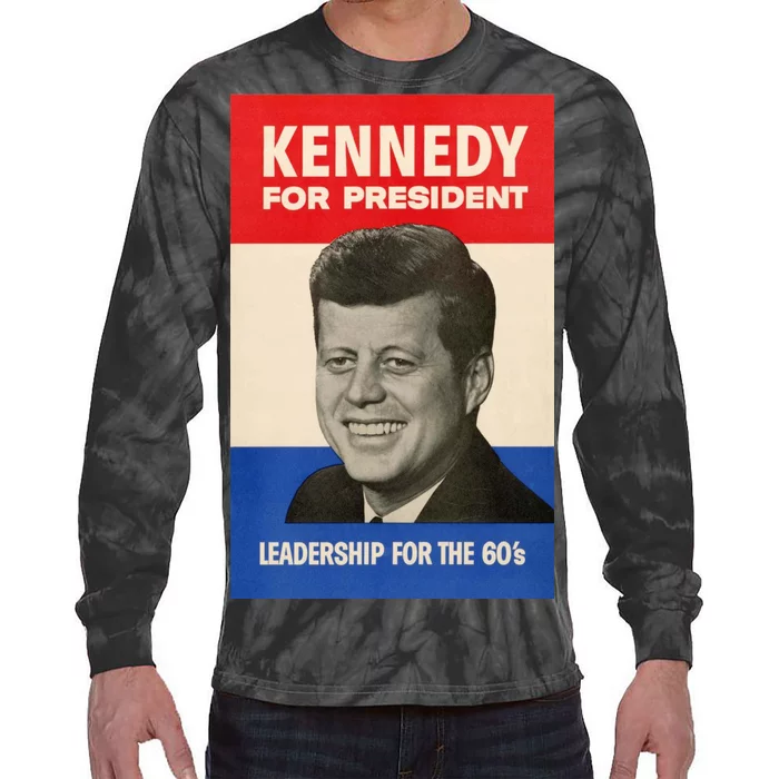 John F. Kennedy 1960 Campaign Vintage Poster Tie-Dye Long Sleeve Shirt