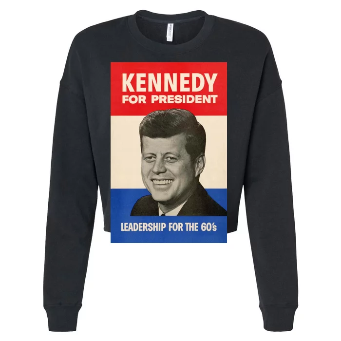 John F. Kennedy 1960 Campaign Vintage Poster Cropped Pullover Crew