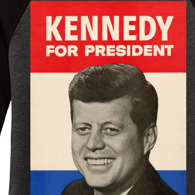 John F. Kennedy 1960 Campaign Vintage Poster Women's Tri-Blend 3/4-Sleeve Raglan Shirt