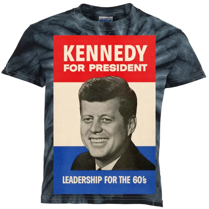 John F. Kennedy 1960 Campaign Vintage Poster Kids Tie-Dye T-Shirt