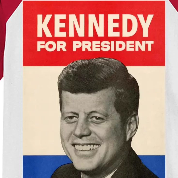 John F. Kennedy 1960 Campaign Vintage Poster Kids Colorblock Raglan Jersey