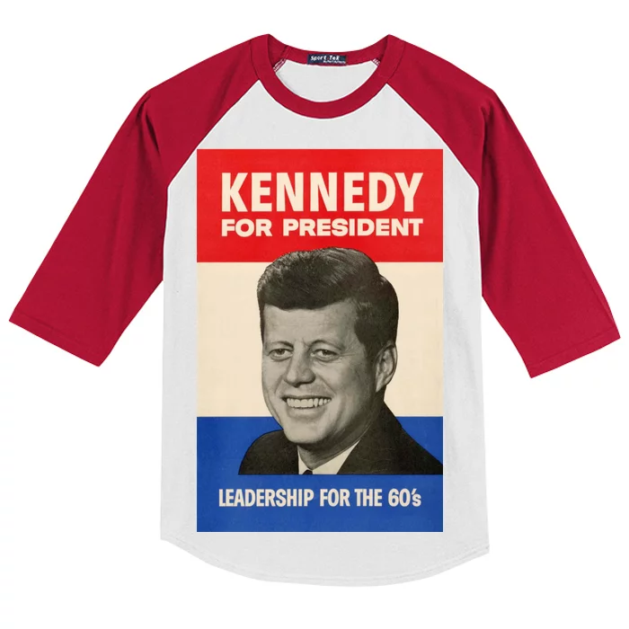 John F. Kennedy 1960 Campaign Vintage Poster Kids Colorblock Raglan Jersey