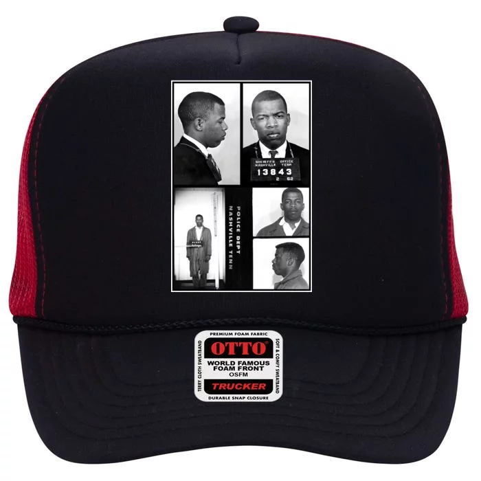 John Lewis Mug Shots Civil Rights Leader High Crown Mesh Trucker Hat