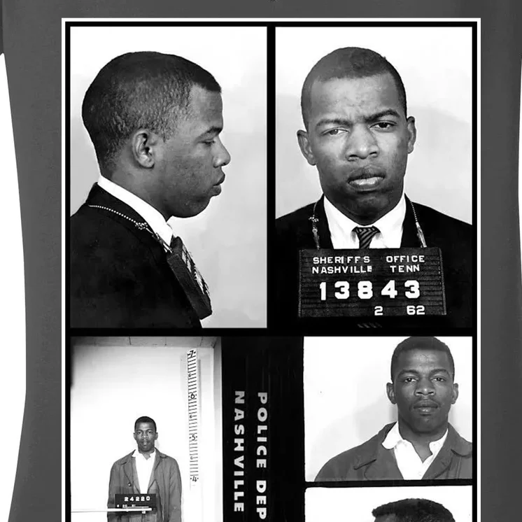 John Lewis Mug Shots Civil Rights Leader Women's V-Neck T-Shirt