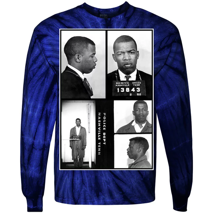 John Lewis Mug Shots Civil Rights Leader Tie-Dye Long Sleeve Shirt