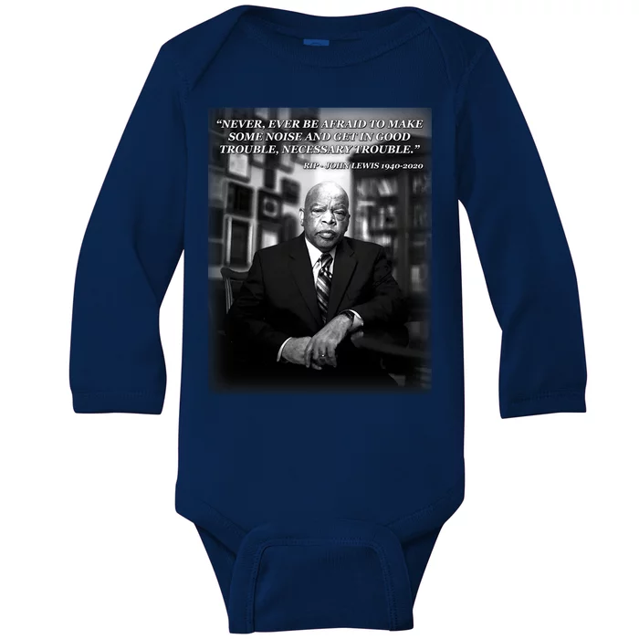 John Lewis Portrait Quote 1940-2020 Tribute Baby Long Sleeve Bodysuit