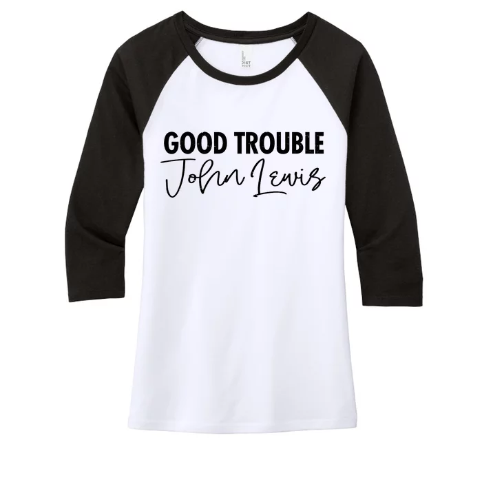 John Lewis Signature Tribute Good Trouble Women's Tri-Blend 3/4-Sleeve Raglan Shirt