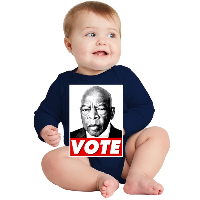 John Lewis Tribute Vote Poster Baby Long Sleeve Bodysuit