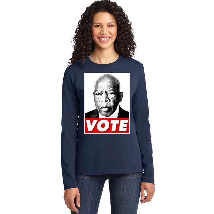 John Lewis Tribute Vote Poster Ladies Long Sleeve Shirt