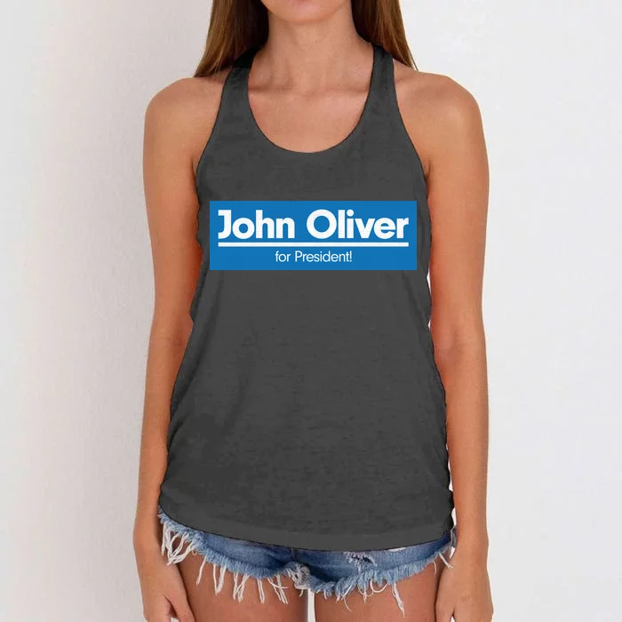 John Oliver For President Women's Knotted Racerback Tank