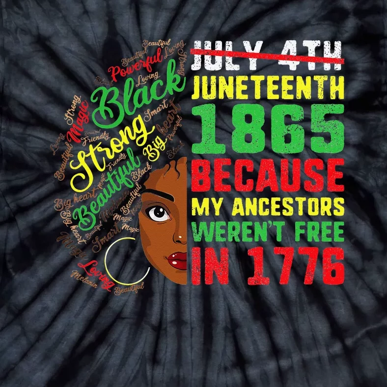 Juneteenth Outfit  June 19th Afro Curly Hair Tie-Dye T-Shirt