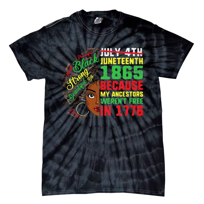 Juneteenth Outfit  June 19th Afro Curly Hair Tie-Dye T-Shirt