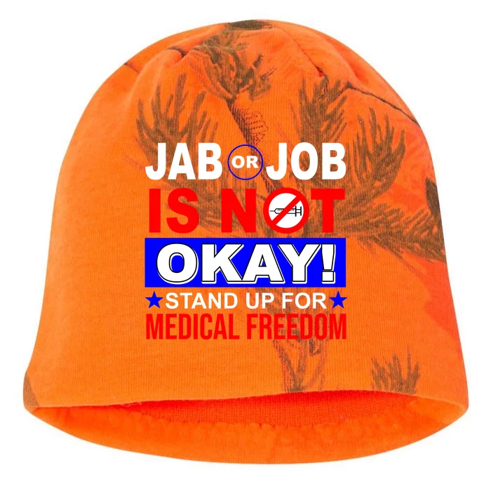 Jab Or Job Is Not Okay Medical Freedom Nurses Kati - Camo Knit Beanie