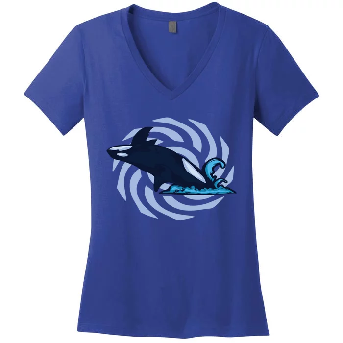 Jumping Orca Killer Whale Gift Save The Whales Gift Women's V-Neck T-Shirt