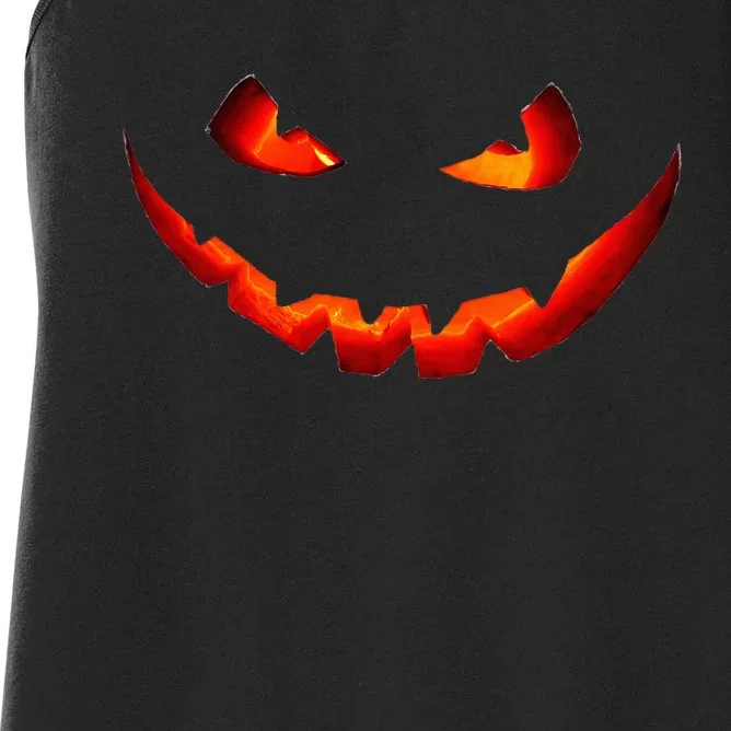 Jack O Lantern Scary Carved Pumpkin Face Halloween Costume Women's Racerback Tank