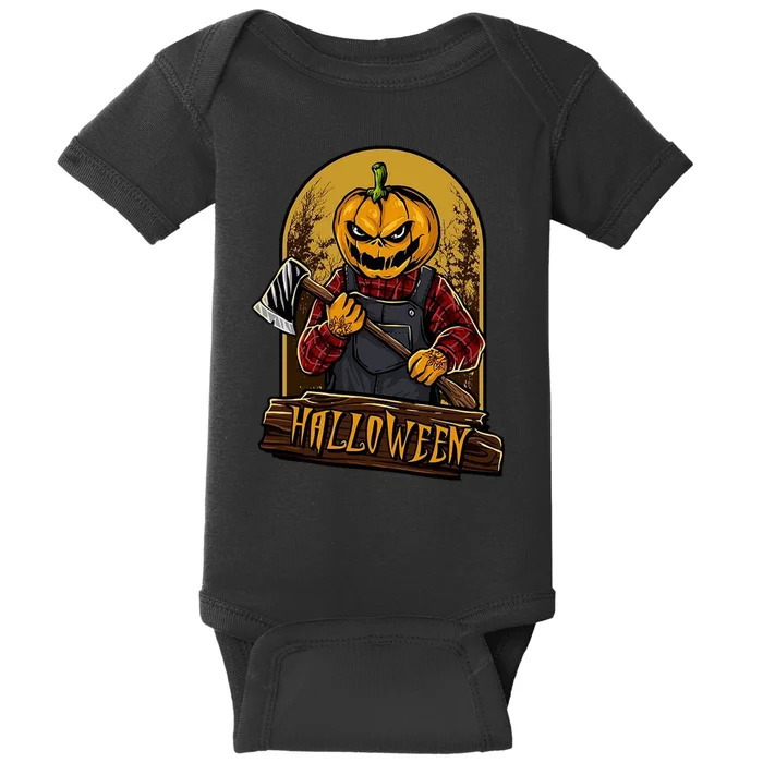 Jack O Lantern Reaper Pumpkin Baby Bodysuit